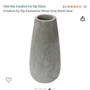 Wood decorative grey wash vase 15” tall.
